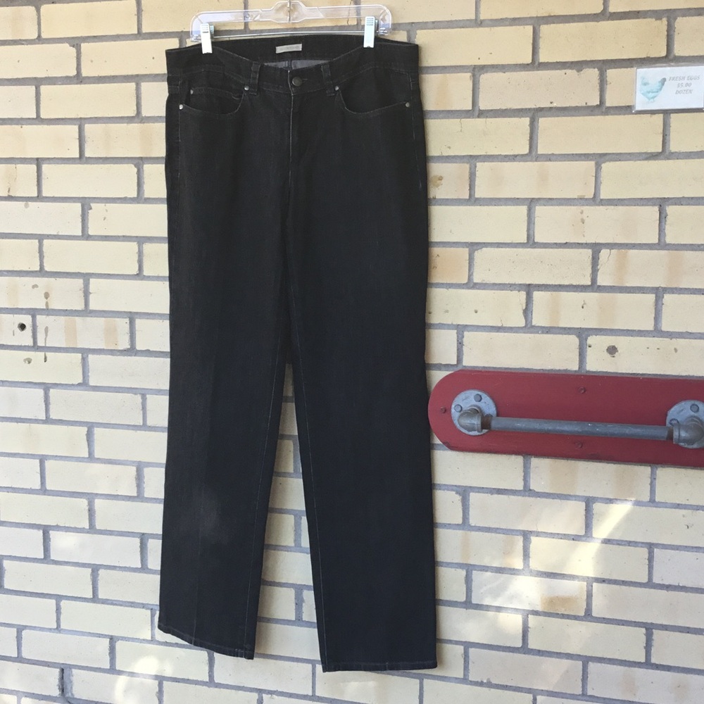 Eileen Fisher Straight Leg 5 Pocket Jeans in Black Indigo -Size 10
